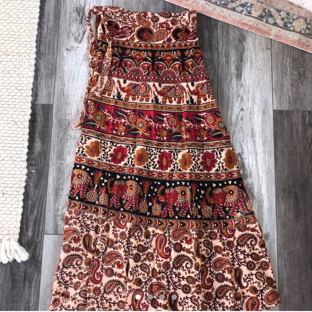 Earthy elephant maxi skirt